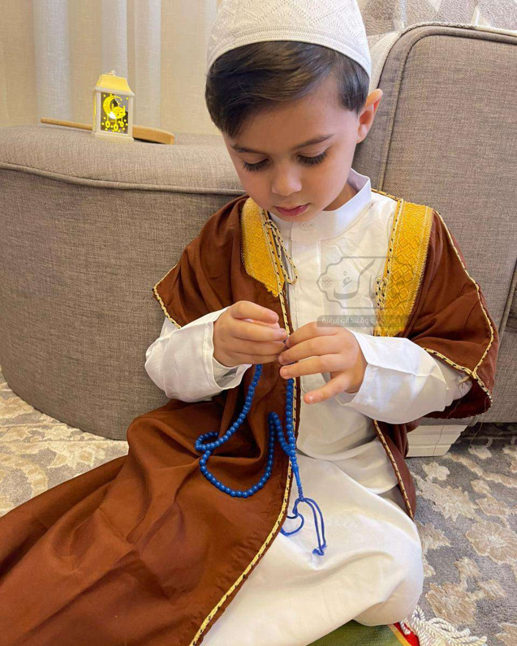 طقم رمضاني (لقحة ملونة+دشداشة+طاقية)